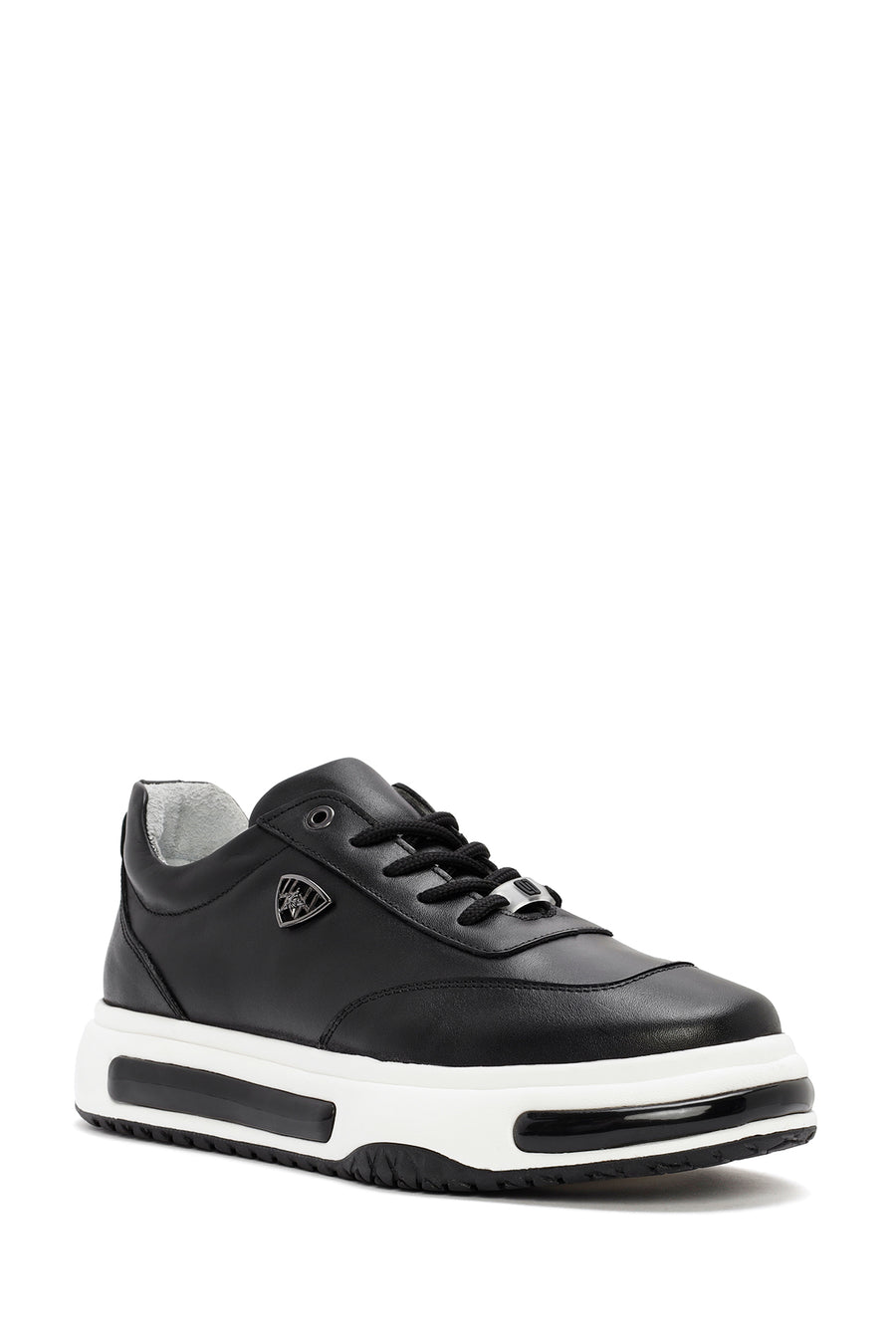 Men's Black Thick Sole Lace Up Leather Sneaker