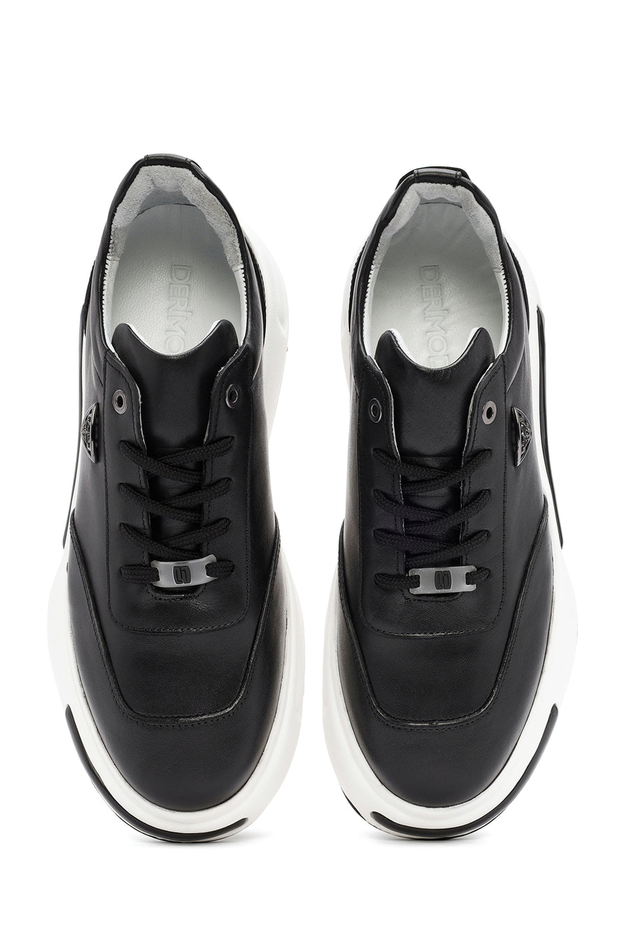 Men's Black Thick Sole Lace Up Leather Sneaker