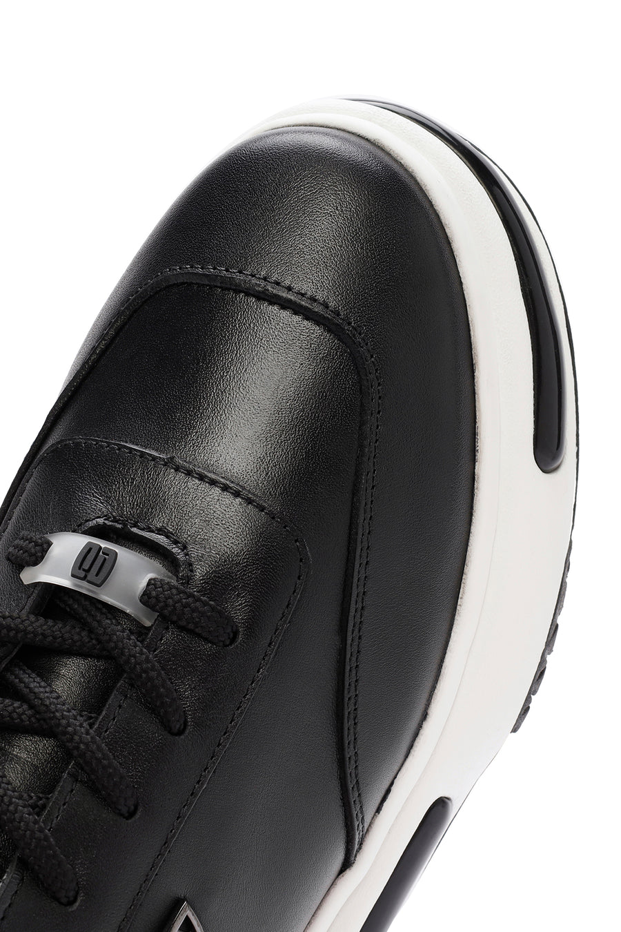 Men's Black Thick Sole Lace Up Leather Sneaker