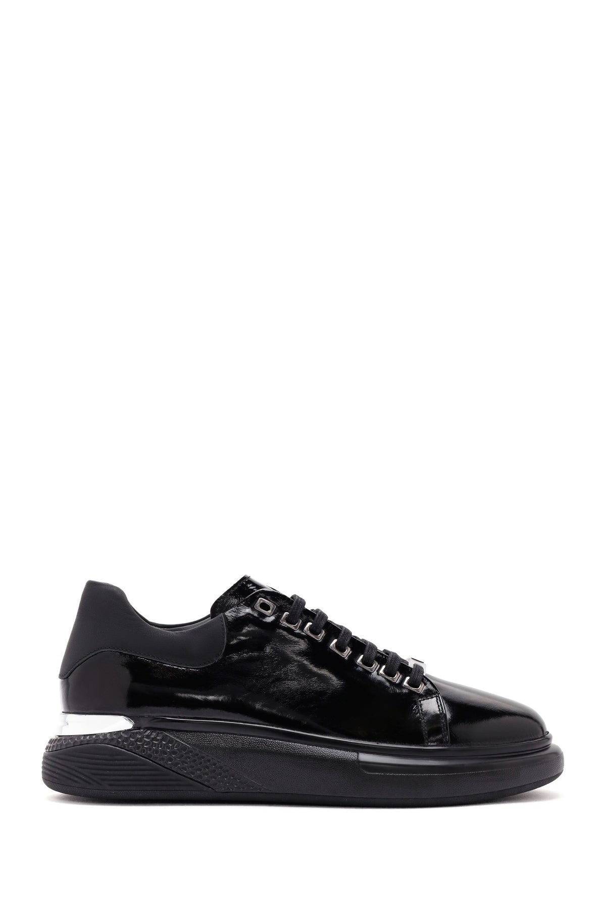 Men's Black Lace-up Patent Leather Sneaker 24SFD629416 | Derimod
