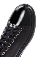 Men's Black Lace-up Patent Leather Sneaker | Derimod