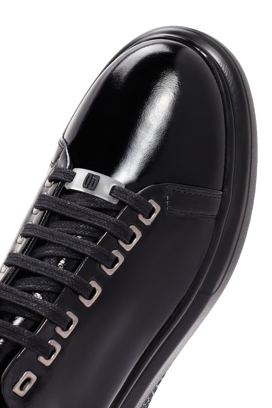 Erkek Siyah Bağcıklı Rugan Deri Sneaker