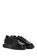 Men's Black Lace-up Patent Leather Sneaker | Derimod