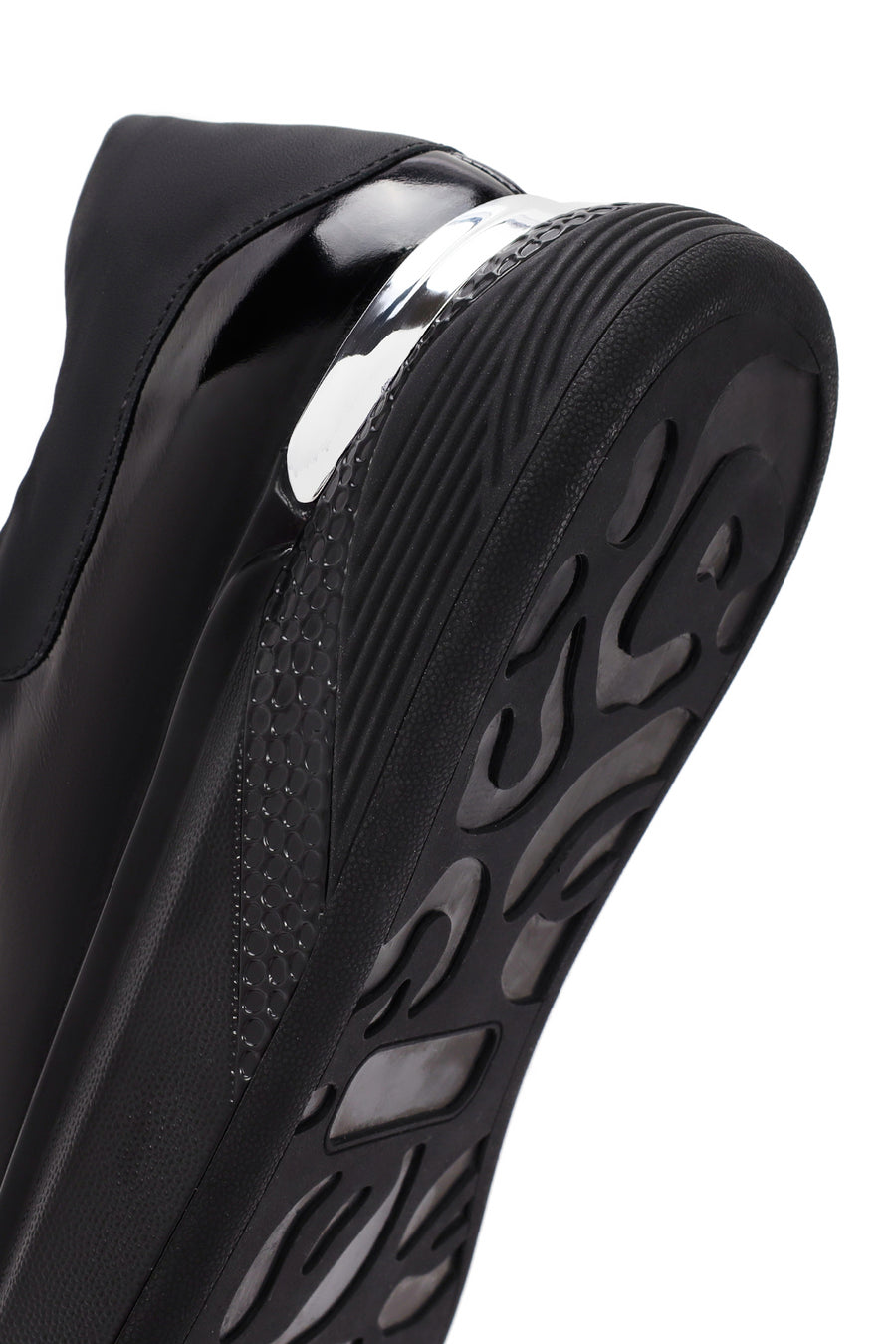 Erkek Siyah Bağcıklı Rugan Deri Sneaker