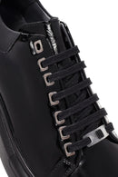 Men's Black Lace-up Patent Leather Sneaker | Derimod