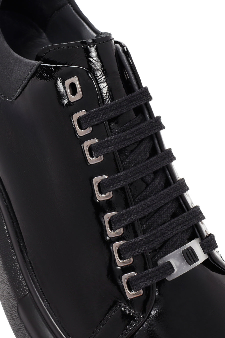Erkek Siyah Bağcıklı Rugan Deri Sneaker