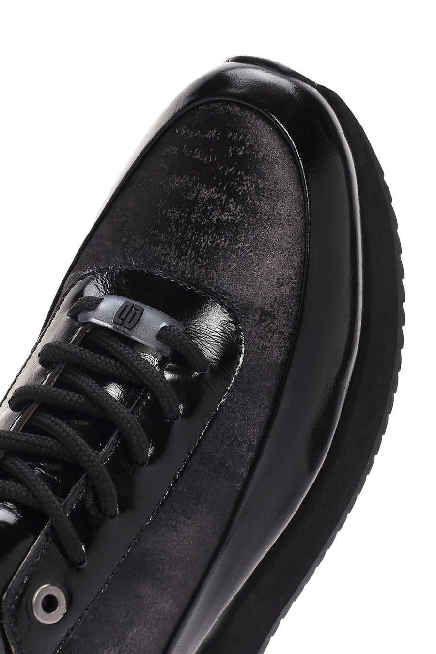 Men's Black Lace-up Leather Sneaker
