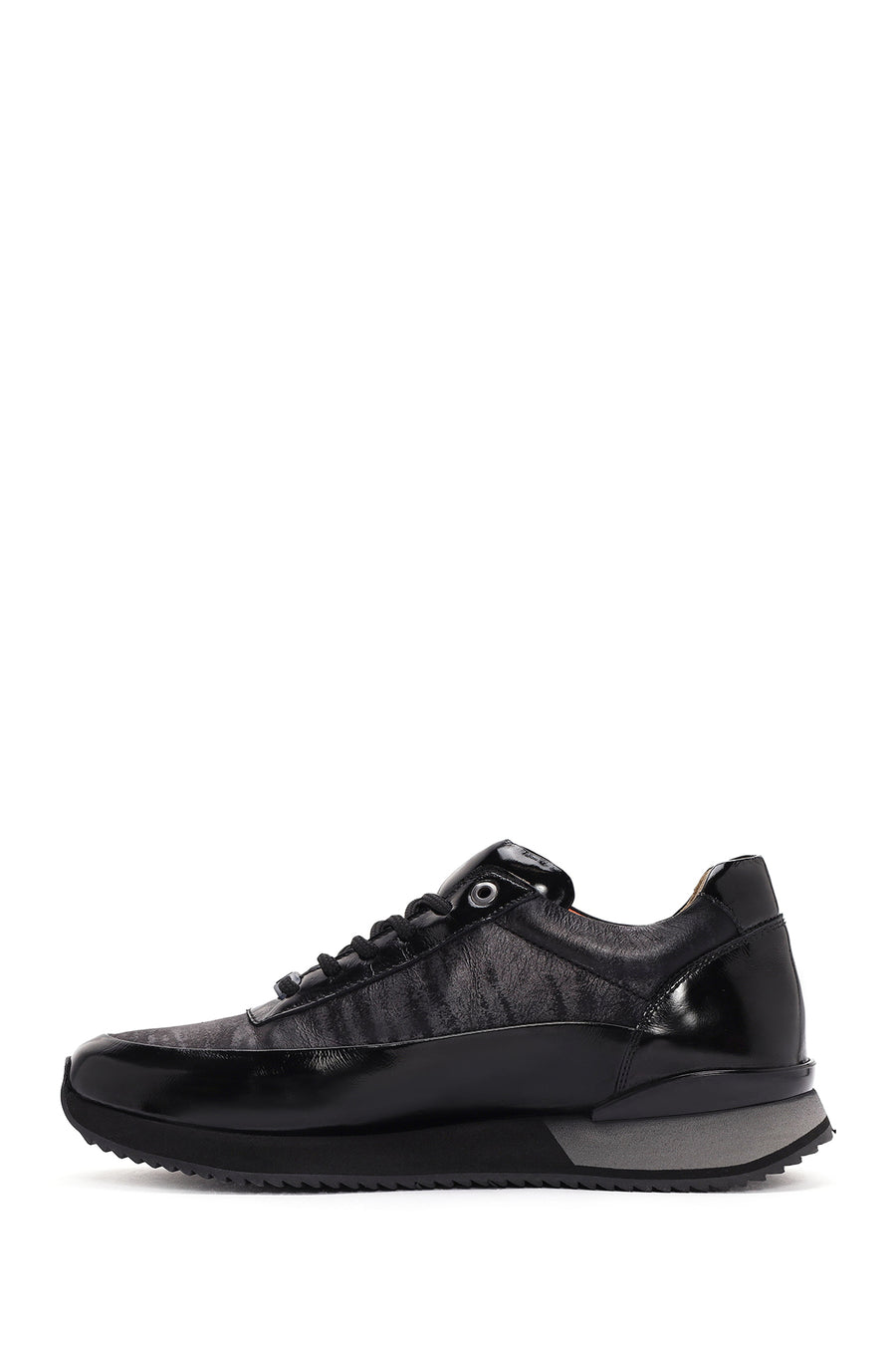 Men's Black Lace-up Leather Sneaker