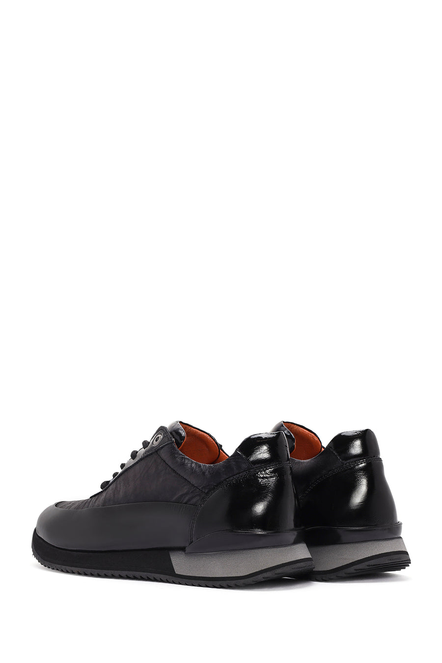 Men's Black Lace-up Leather Sneaker