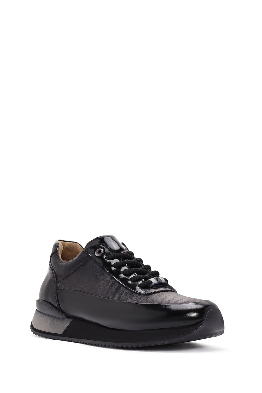Men's Black Lace-up Leather Sneaker