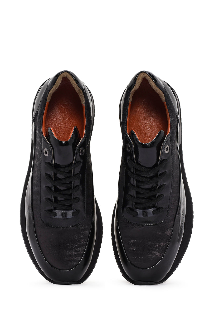 Men's Black Lace-up Leather Sneaker