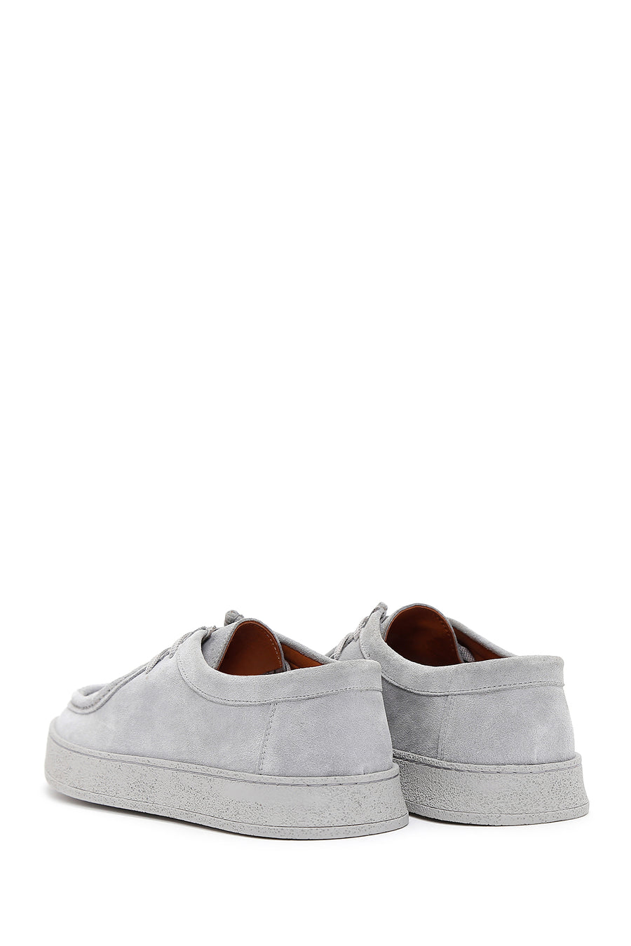 Men's Gray Lace-up Suede Leather Casual Shoes
