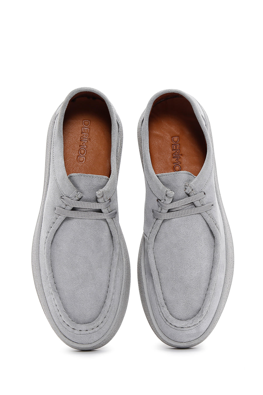 Men's Gray Lace-up Suede Leather Casual Shoes