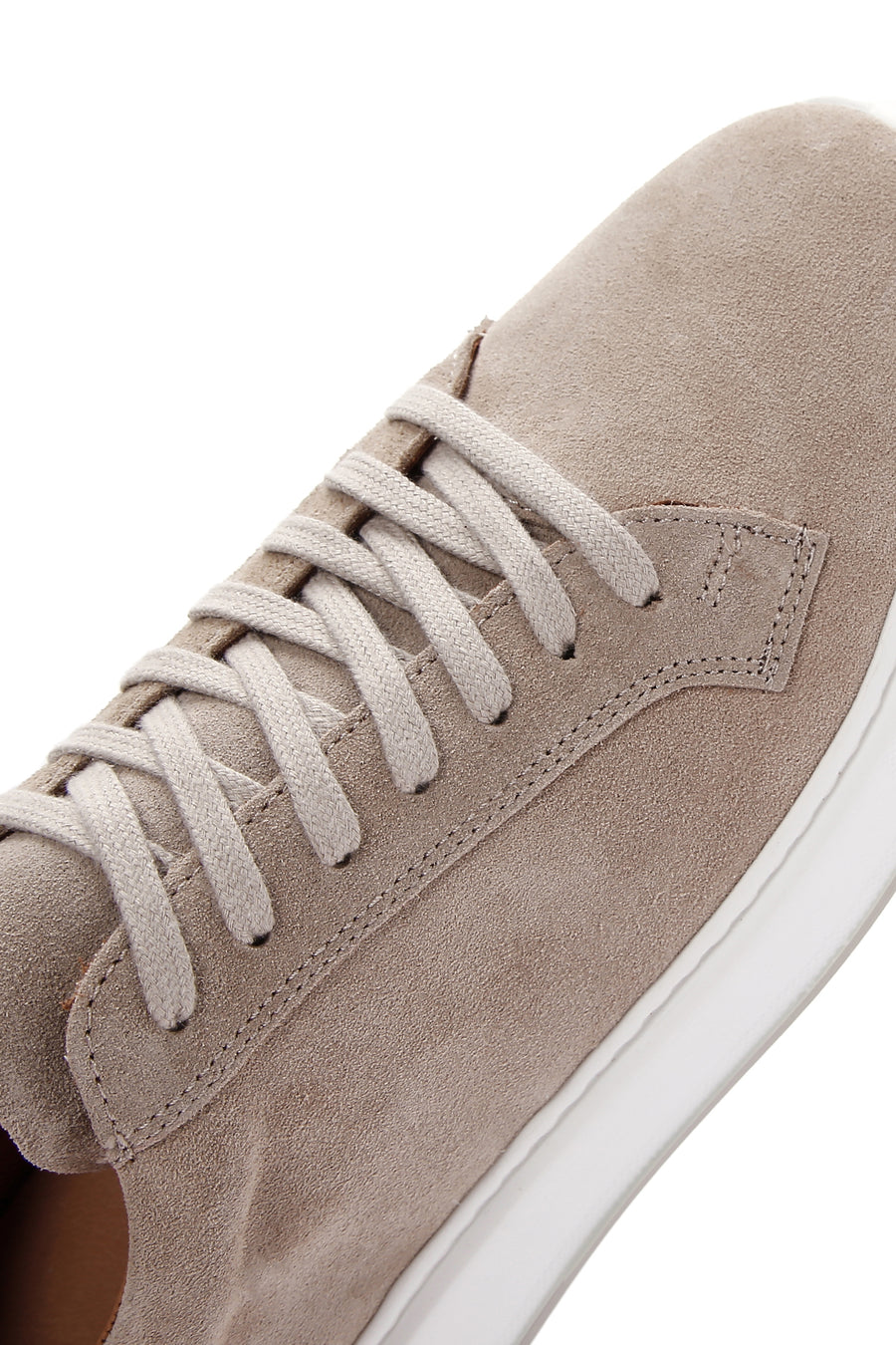 Erkek Bej Kalın Tabanlı Bağcıklı Süet Deri Sneaker
