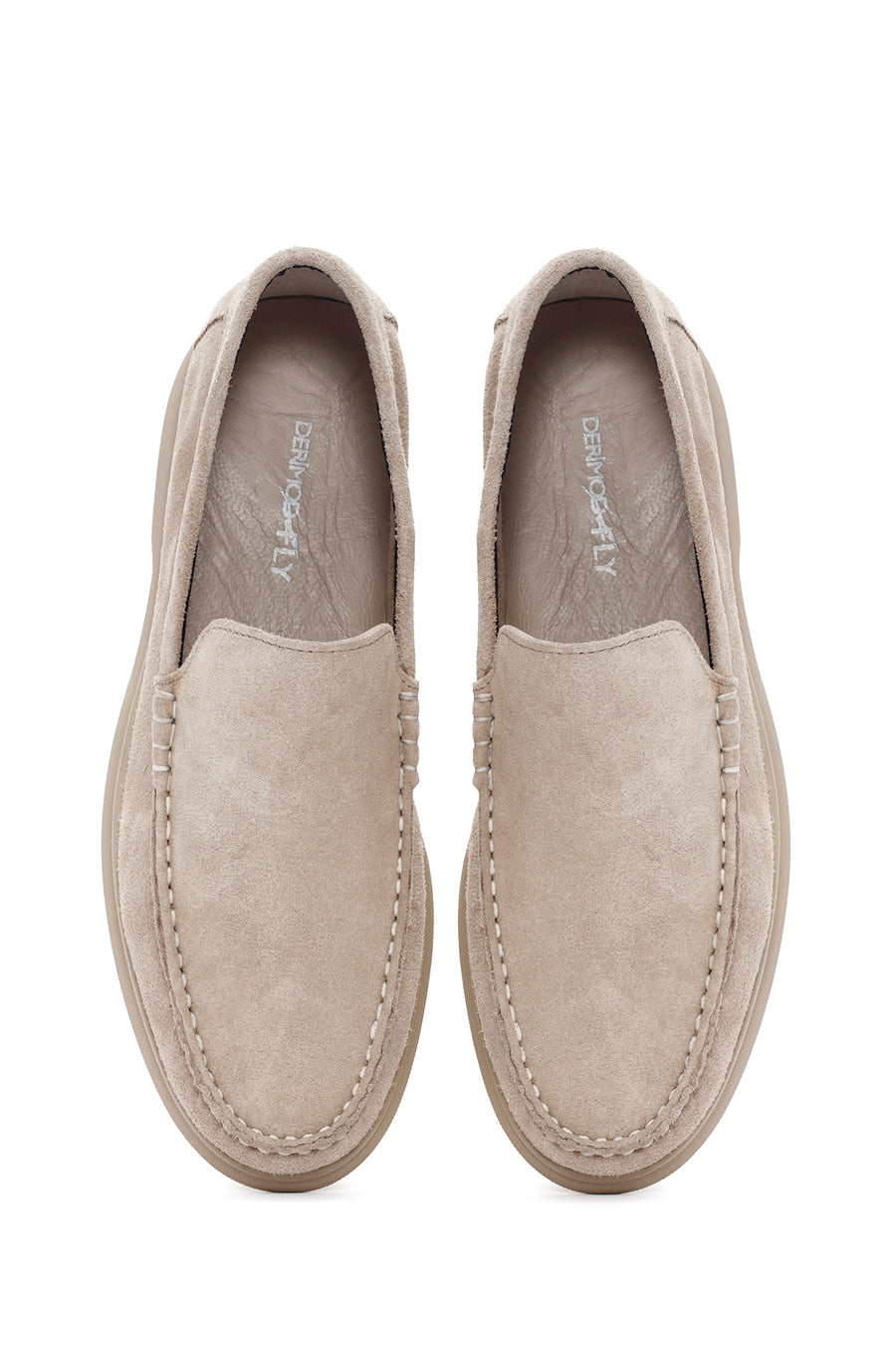 Derimod Fly Men's Beige Suede Leather Loafer