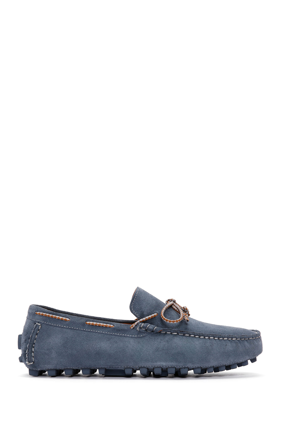Erkek Mavi Süet Deri Casual Loafer