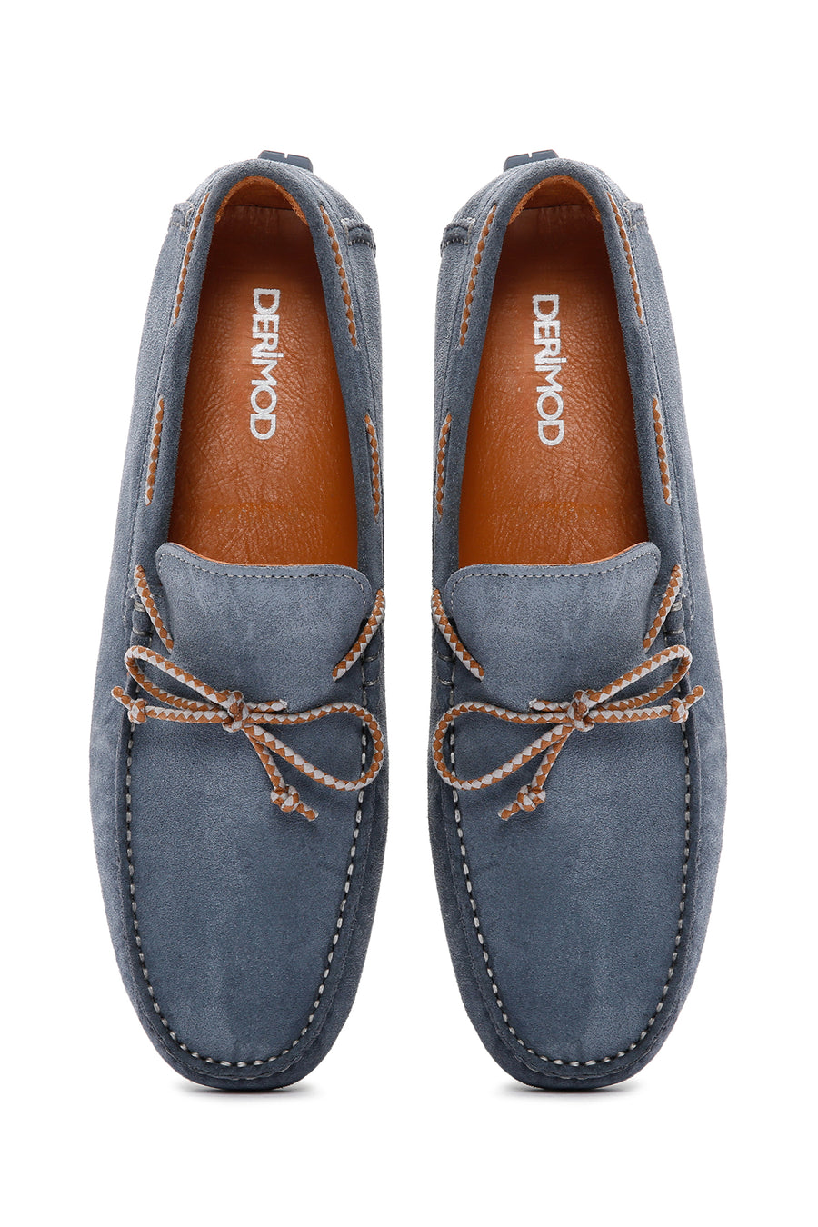Erkek Mavi Süet Deri Casual Loafer