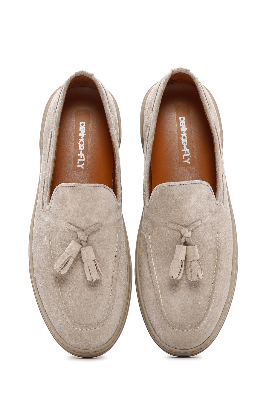 Derimod Fly Men's Beige Suede Leather Casual Loafer