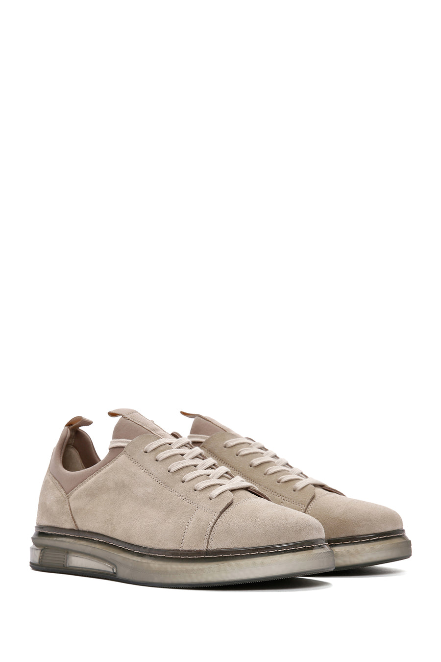 Men's Beige Lace-up Suede Leather Sneaker