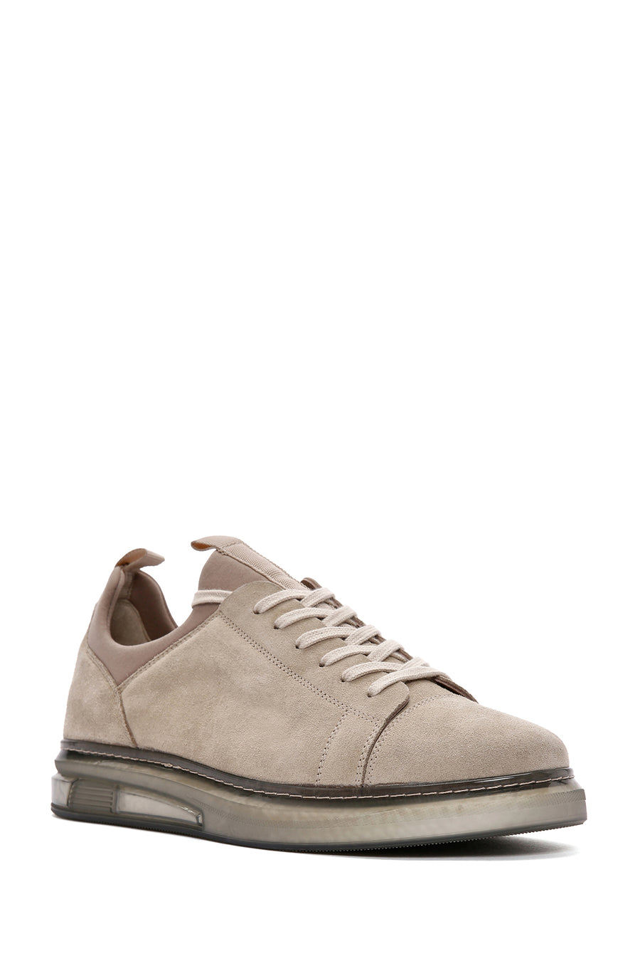 Men's Beige Lace-up Suede Leather Sneaker