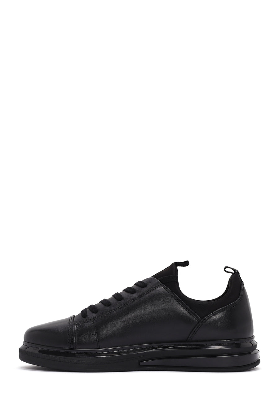 Men's Black Lace-up Leather Sneaker