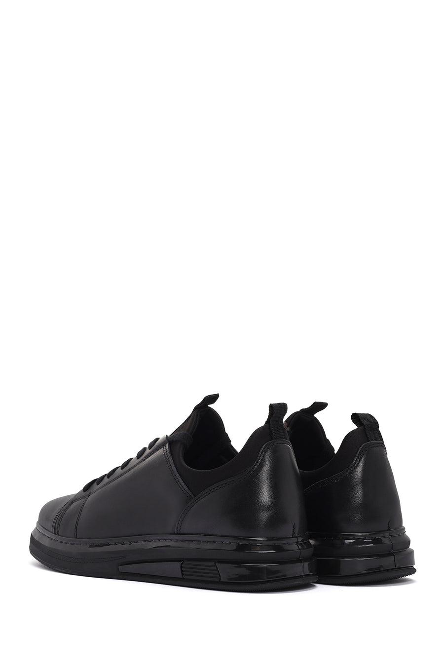 Men's Black Lace-up Leather Sneaker
