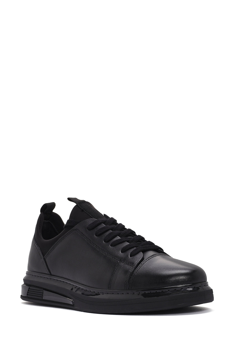 Men's Black Lace-up Leather Sneaker