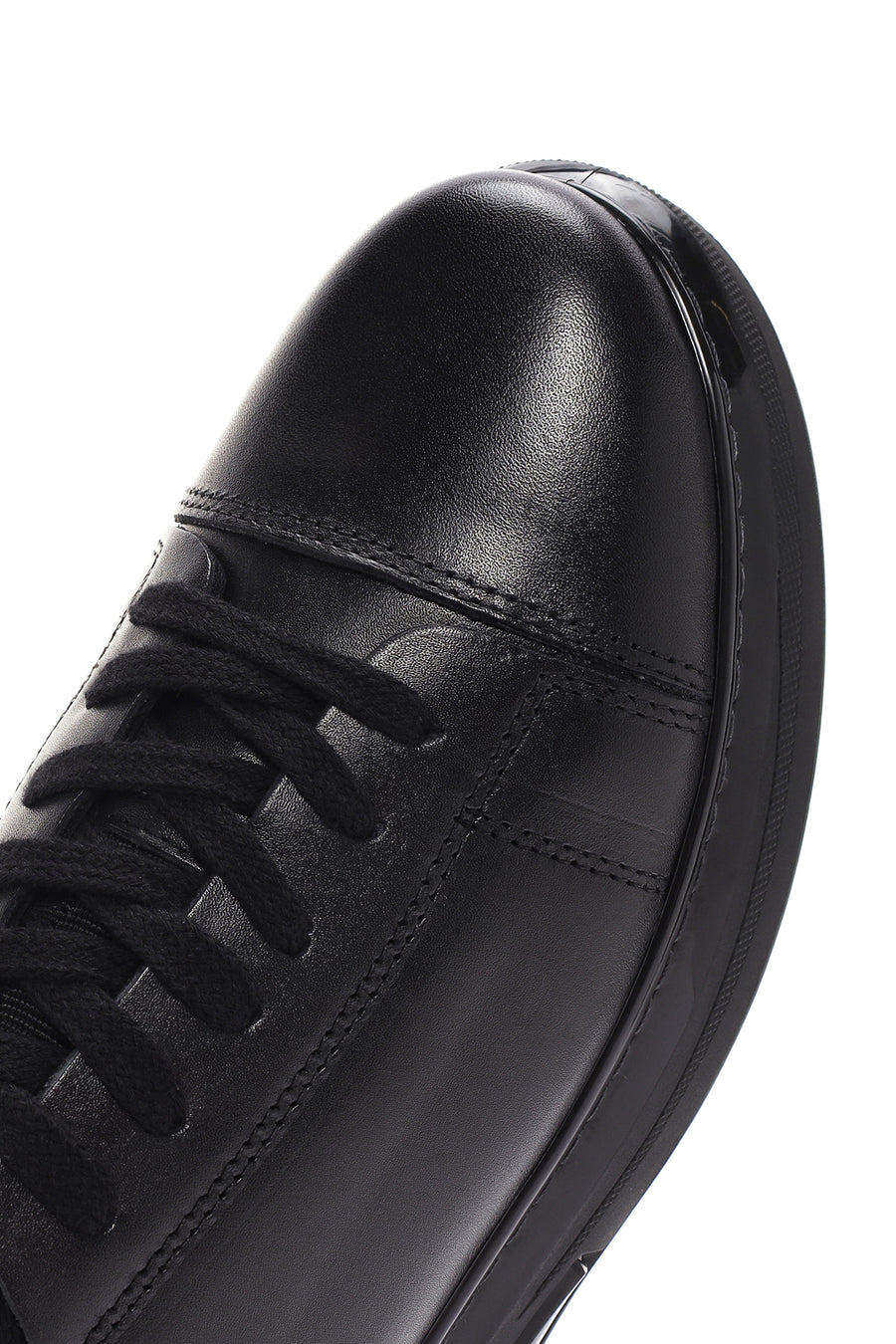 Men's Black Lace-up Leather Sneaker