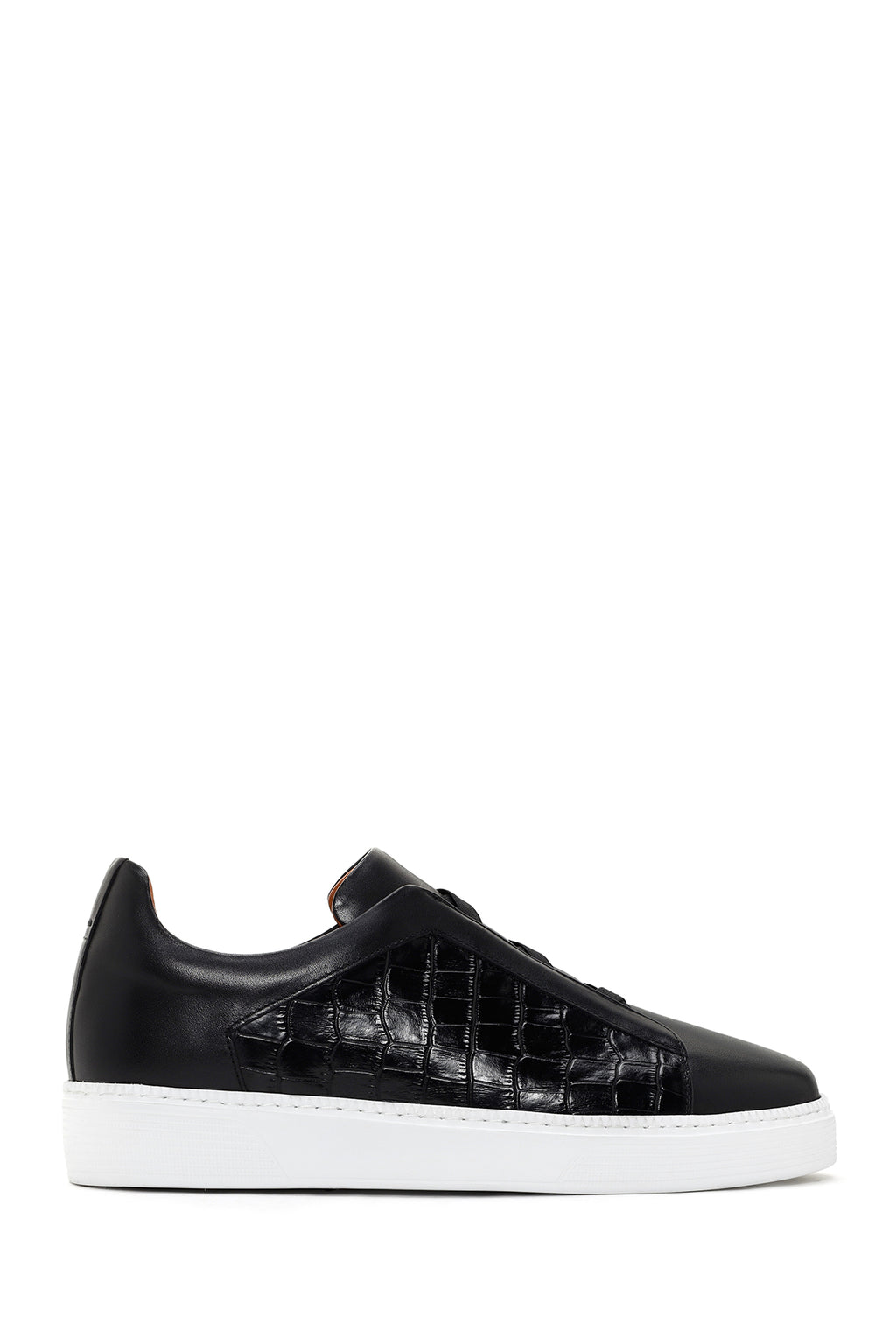 Erkek Siyah Kroko Deri Sneaker