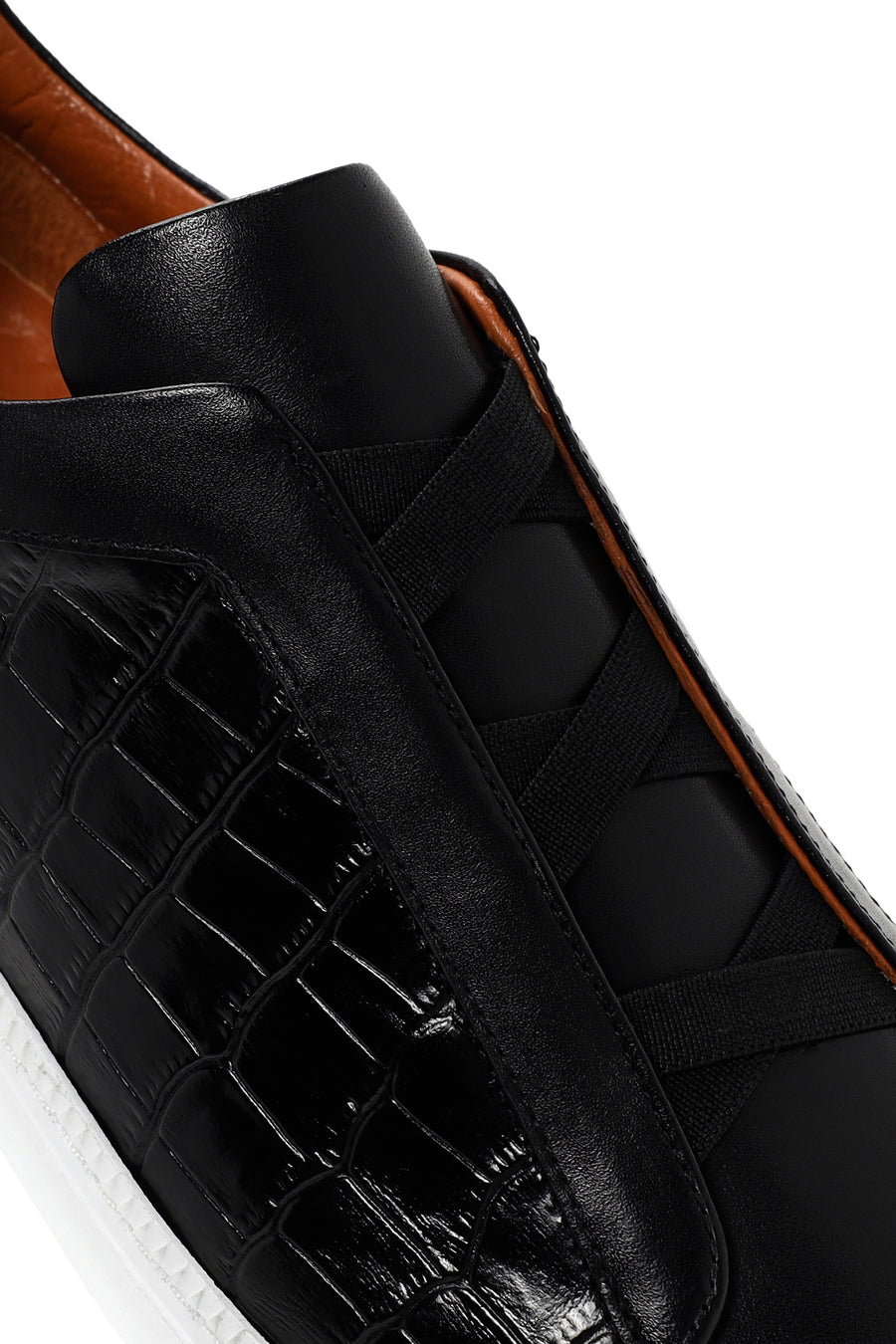 Erkek Siyah Kroko Deri Sneaker