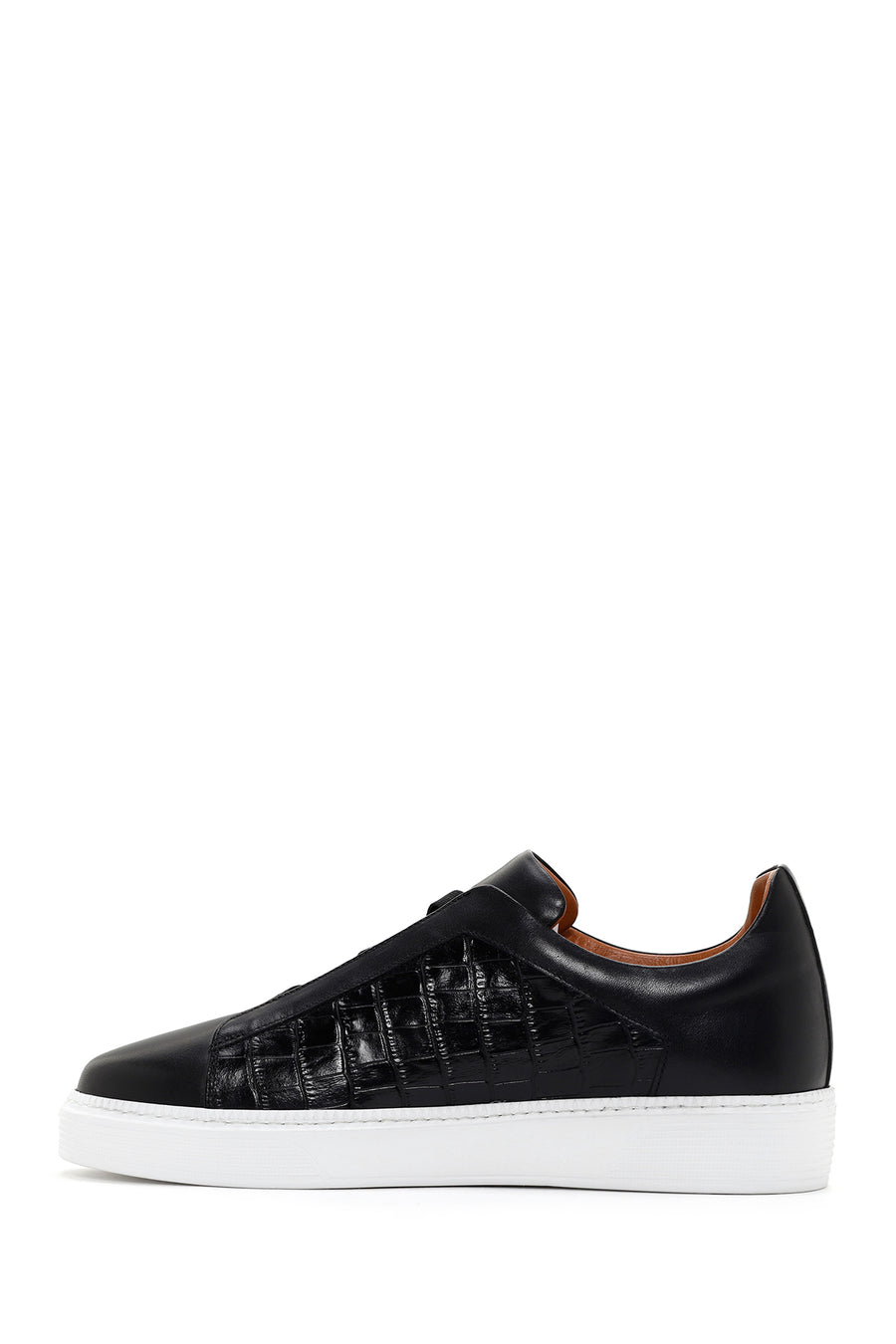 Erkek Siyah Kroko Deri Sneaker