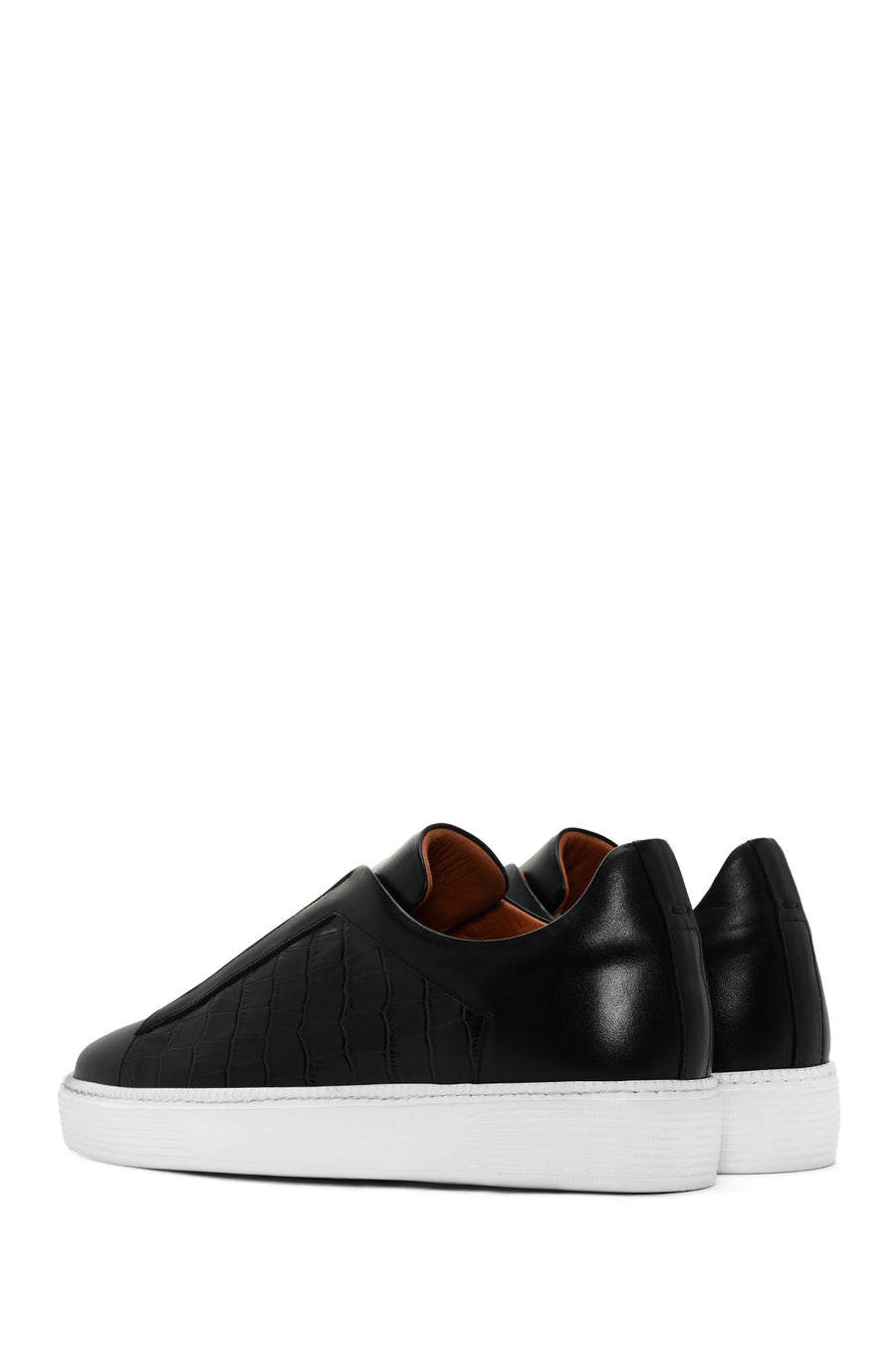Erkek Siyah Kroko Deri Sneaker