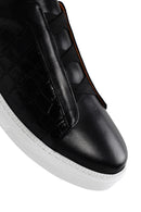Men's Black Crocodile Leather Sneaker | Derimod