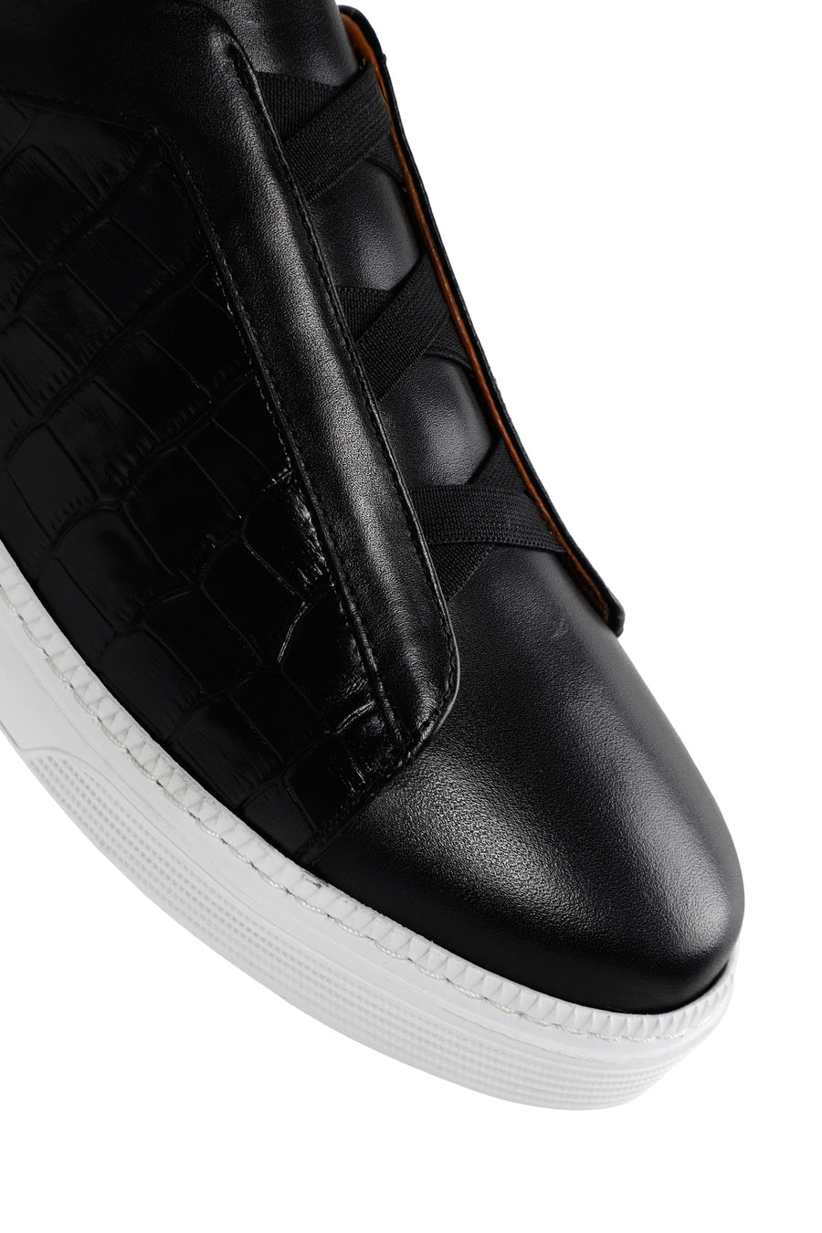 Erkek Siyah Kroko Deri Sneaker