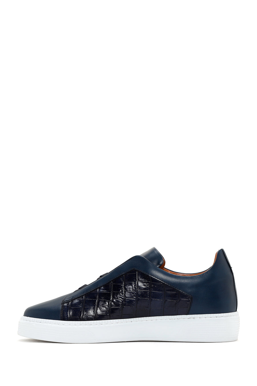 Men's Navy Blue Crocodile Leather Sneaker