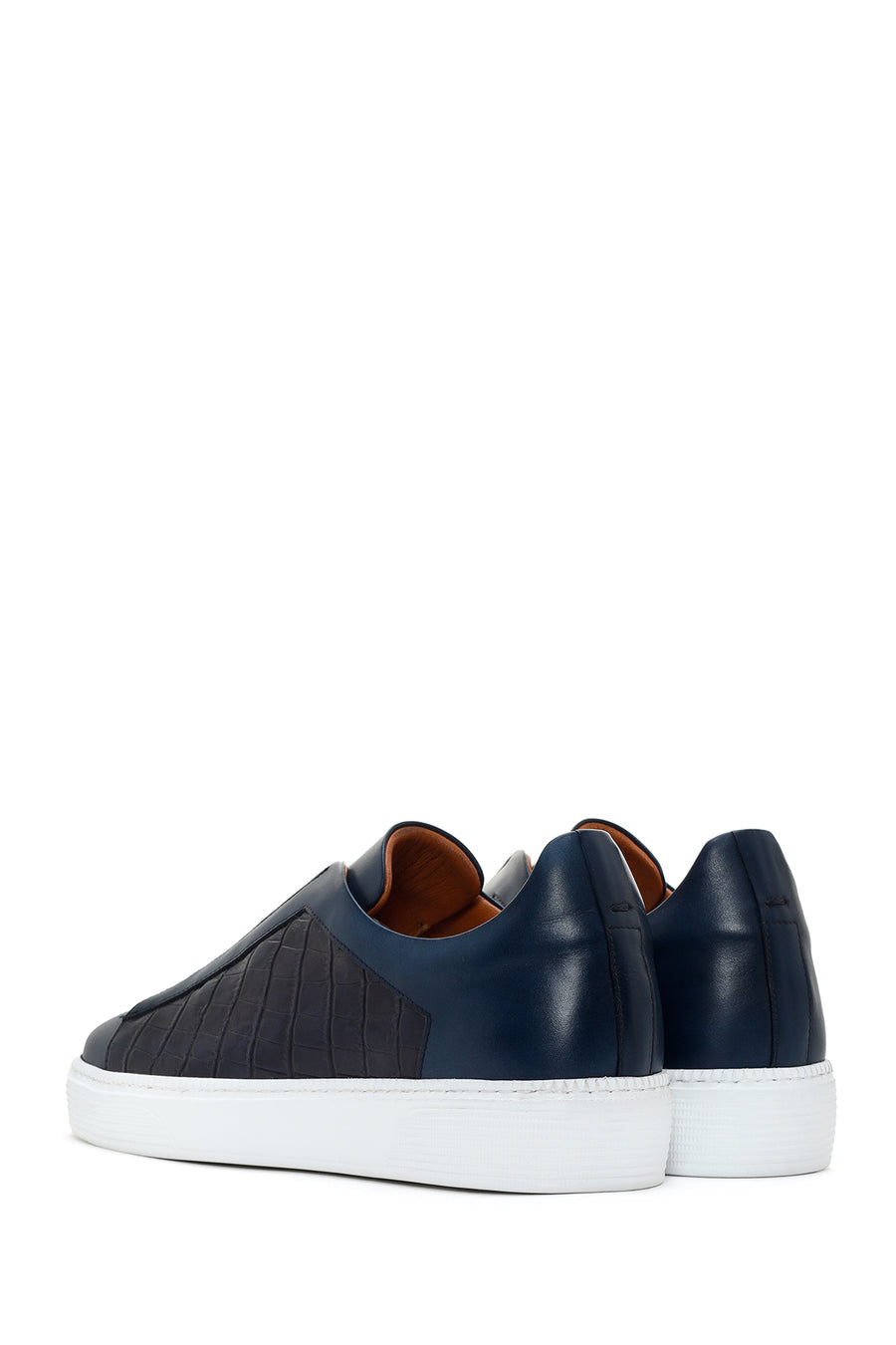 Men's Navy Blue Crocodile Leather Sneaker