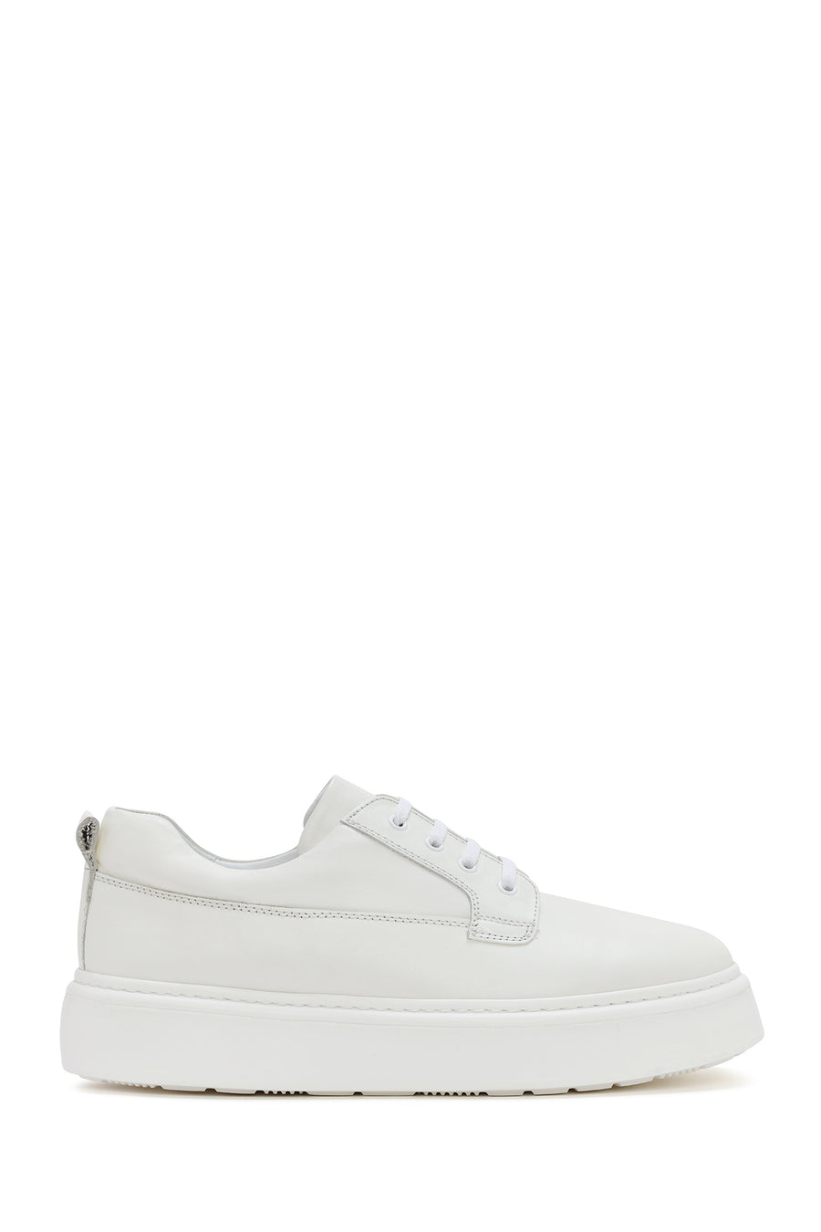 Erkek Beyaz Bağcıklı Kalın Tabanlı Deri Sneaker 24SFD635418 | Derimod