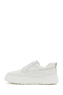Men's White Lace-up Thick-Sole Leather Sneaker | Derimod