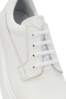 Men's White Lace-up Thick-Sole Leather Sneaker | Derimod