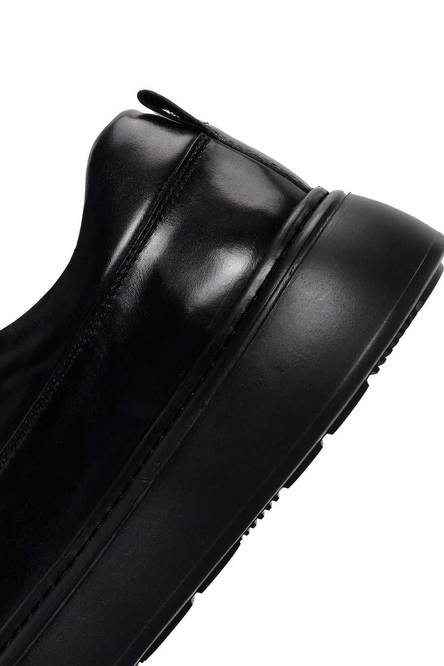 Erkek Siyah Bağcıklı Kalın Tabanlı Deri Sneaker