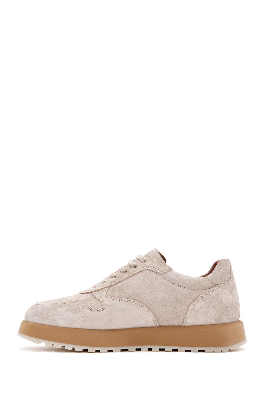 Erkek Bej Bağcıklı Süet Deri Casual Sneaker