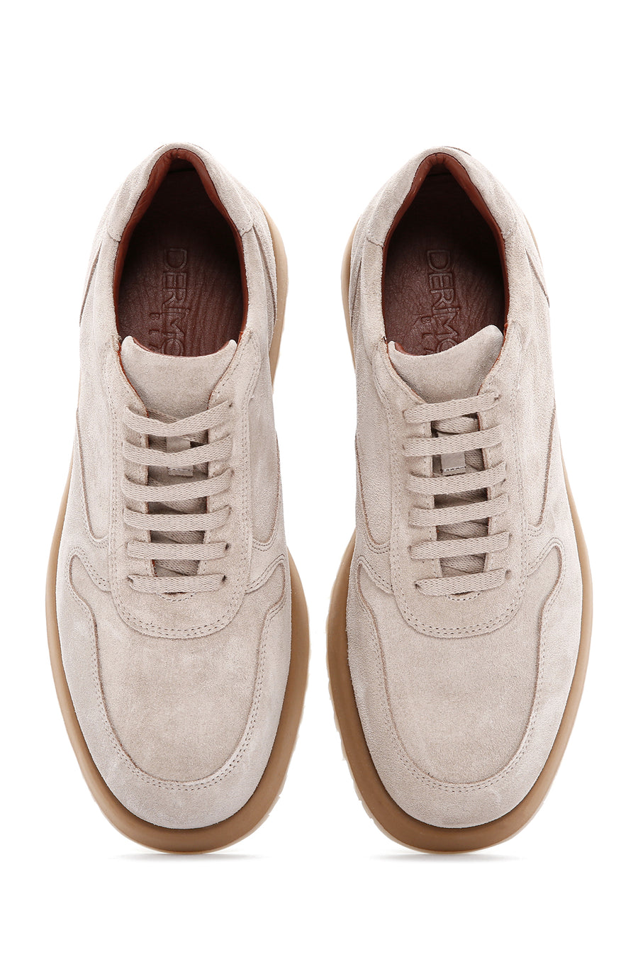 Erkek Bej Bağcıklı Süet Deri Casual Sneaker