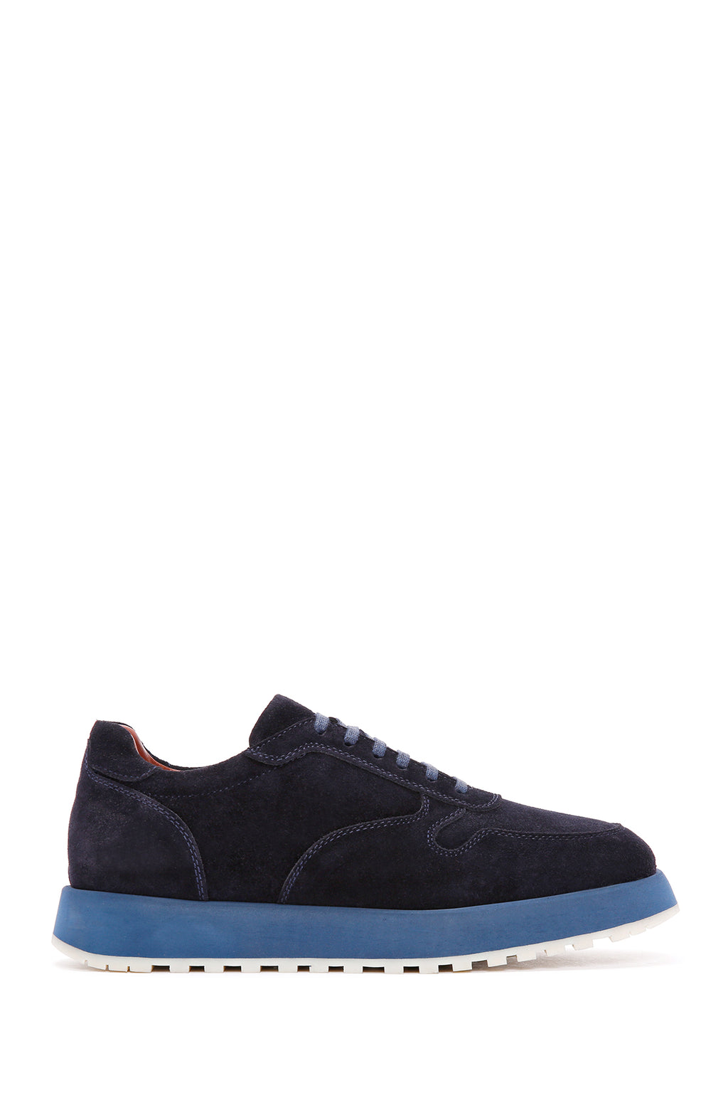 Erkek Lacivert Bağcıklı Süet Deri Casual Sneaker