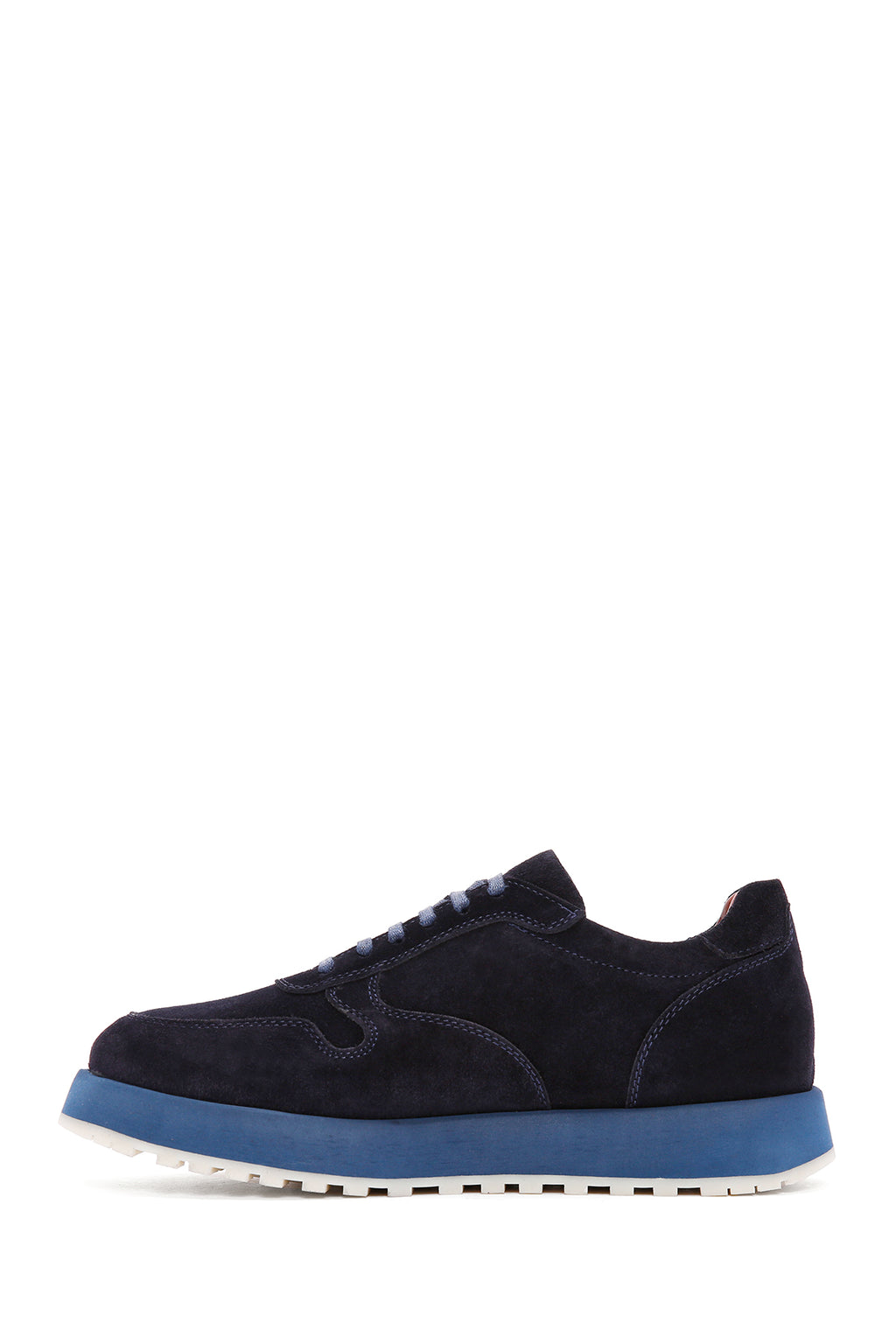Erkek Lacivert Bağcıklı Süet Deri Casual Sneaker