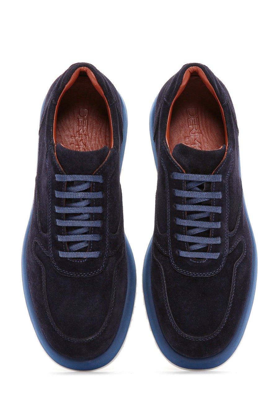 Erkek Lacivert Bağcıklı Süet Deri Casual Sneaker