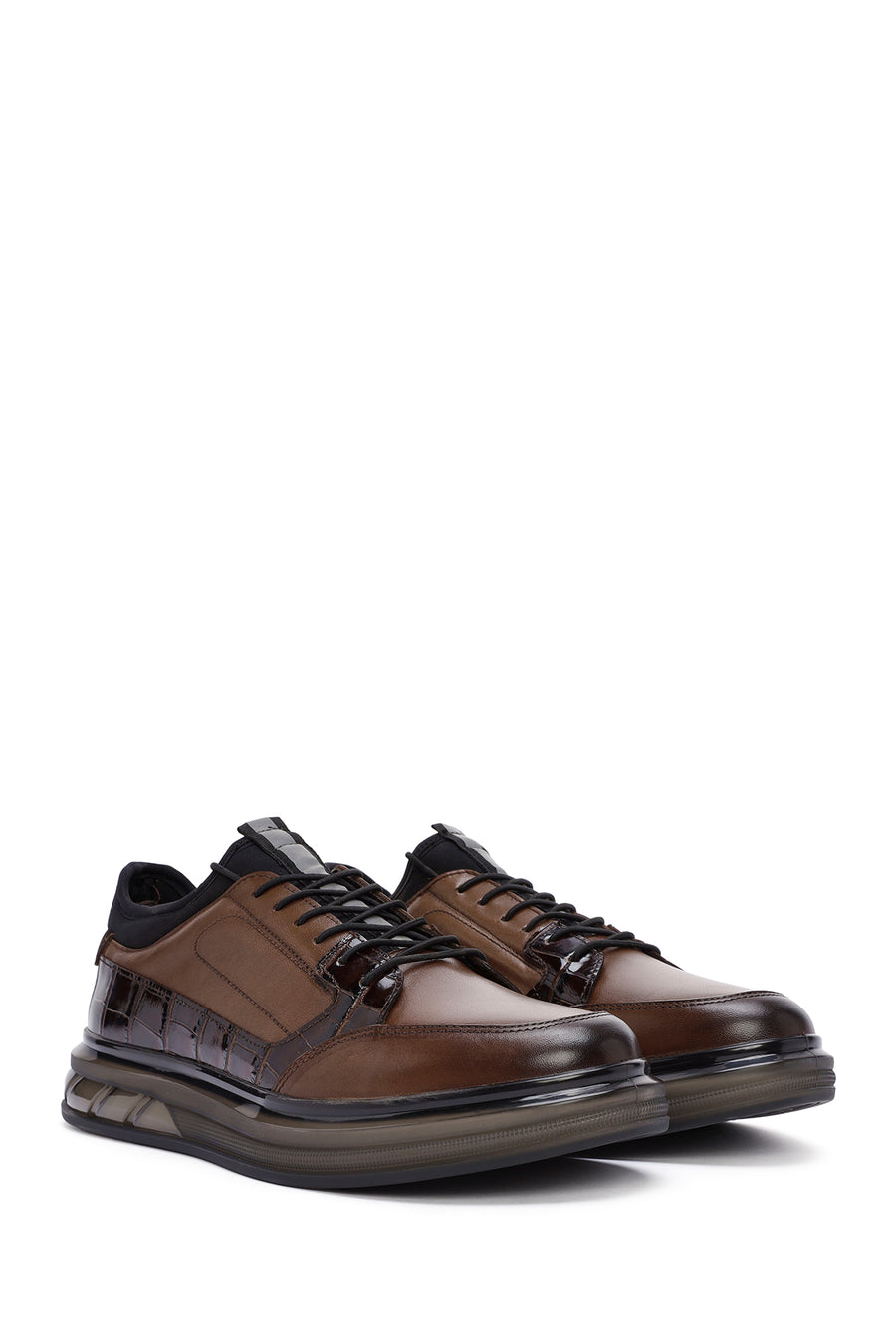 Men's Brown Lace-Up Leather Casual Sneaker