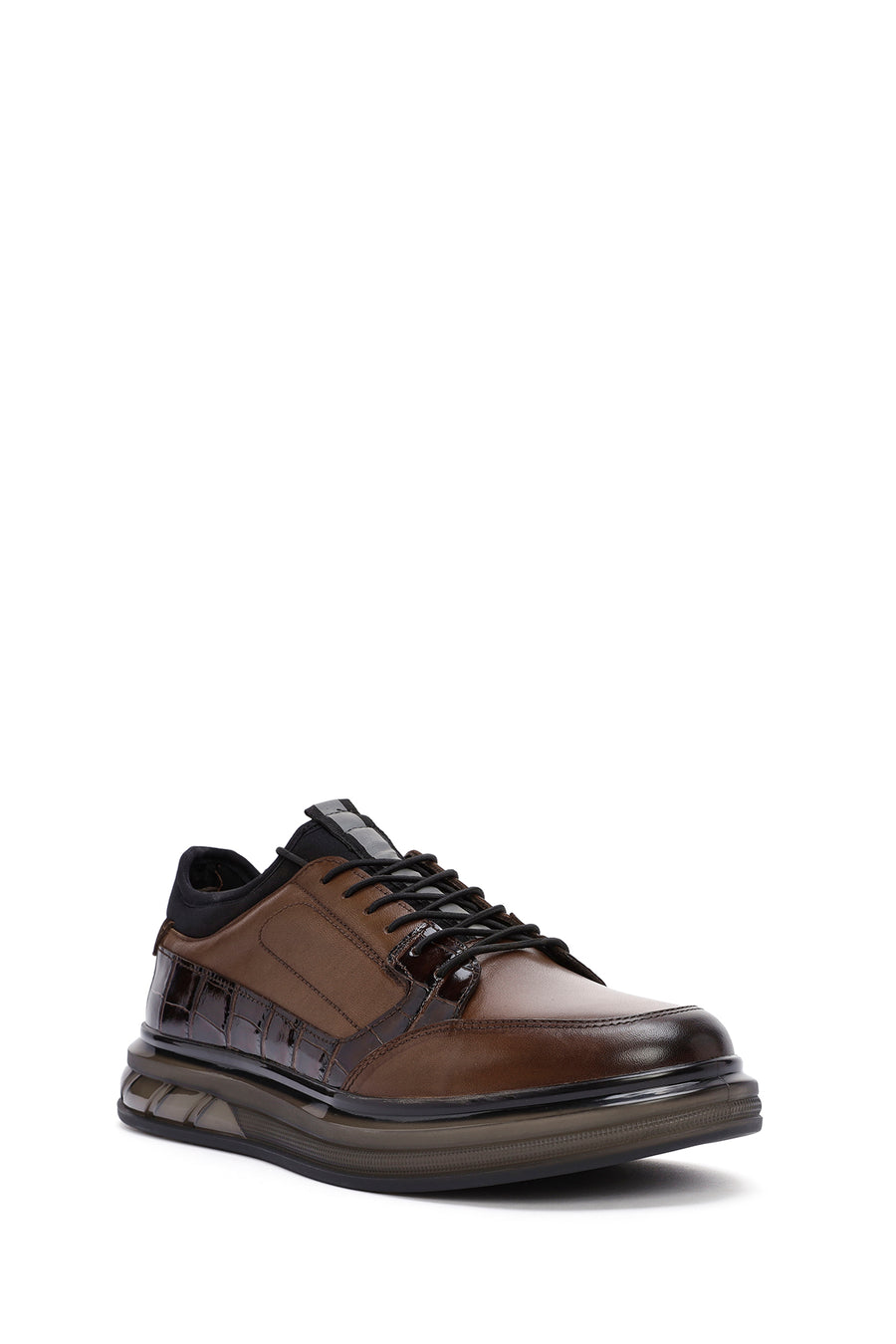 Men's Brown Lace-Up Leather Casual Sneaker