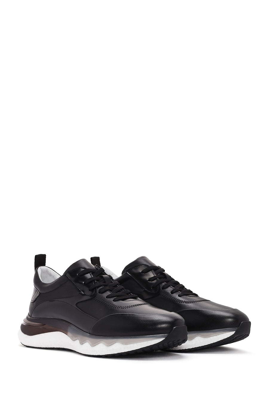 Men's Black Lace-up Leather Sneaker