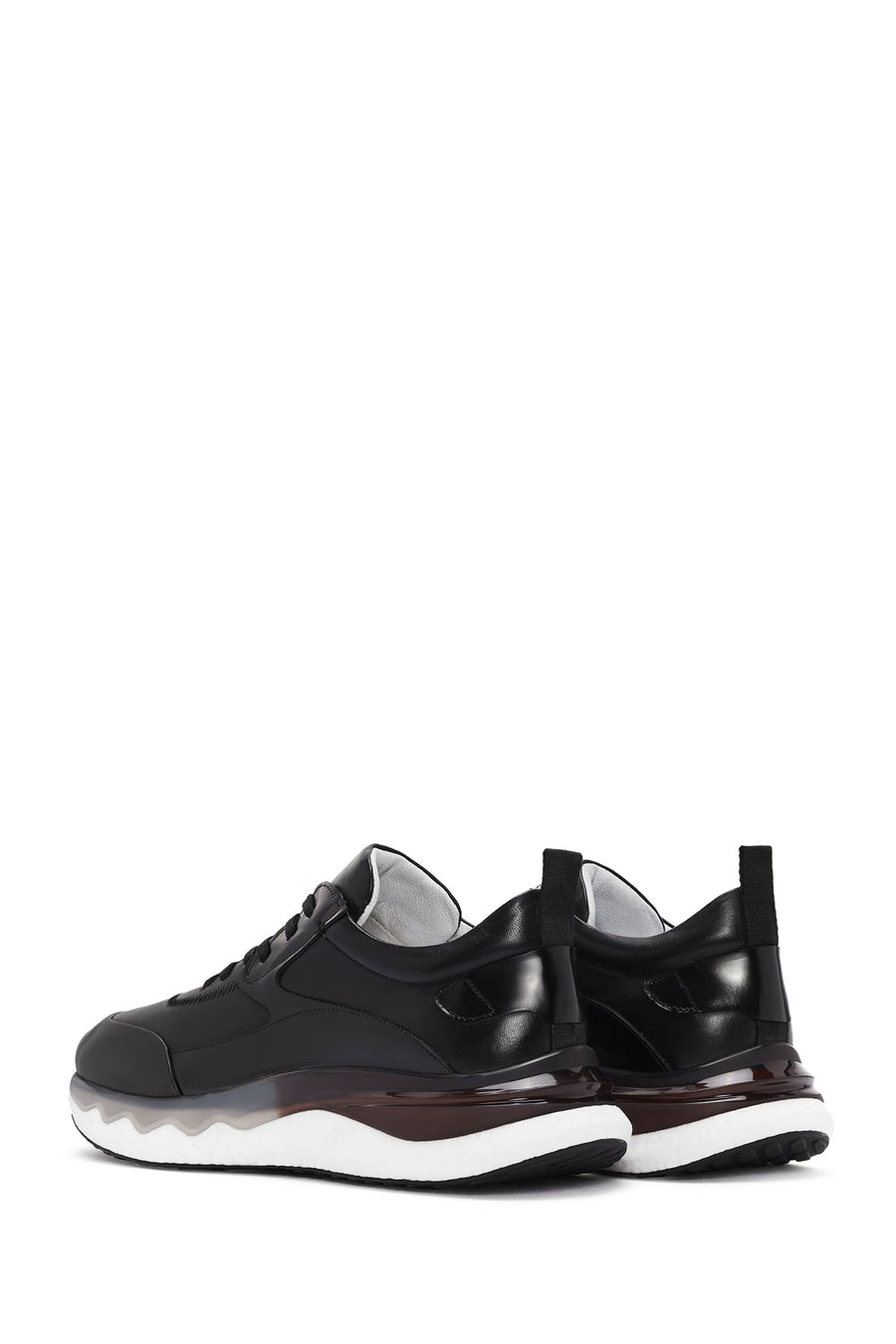 Men's Black Lace-up Leather Sneaker