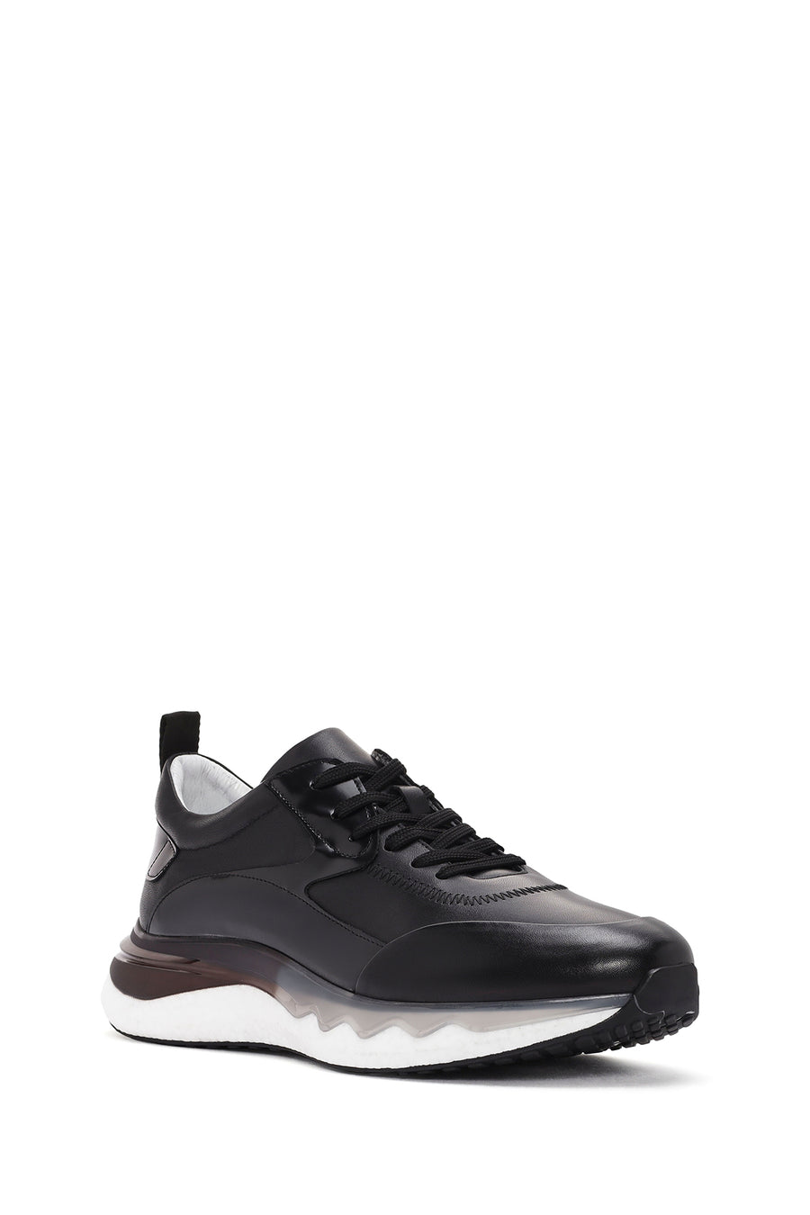 Men's Black Lace-up Leather Sneaker